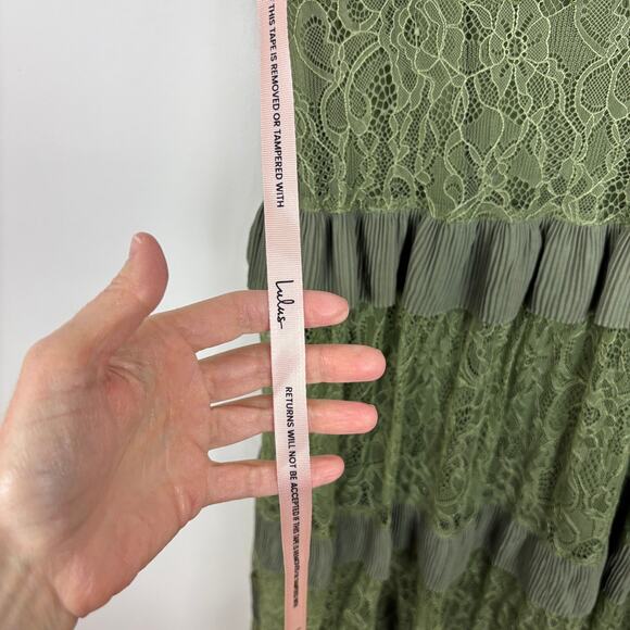 Lulus Marvelous Darling Olive Lace Ruffled Tiered Maxi Dress NEW Medium Prom - Picture 8 of 11